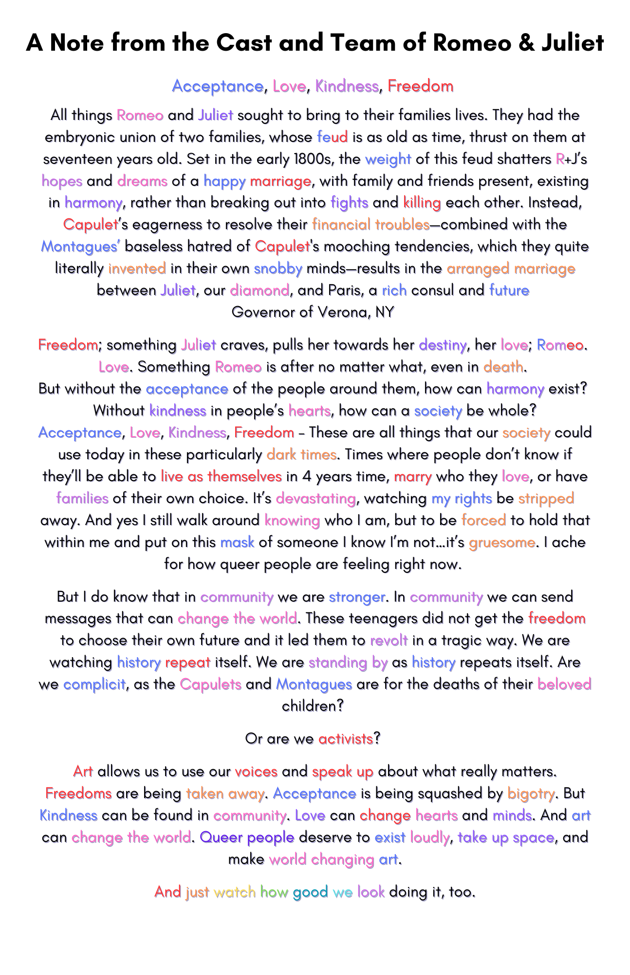 Note from Cast